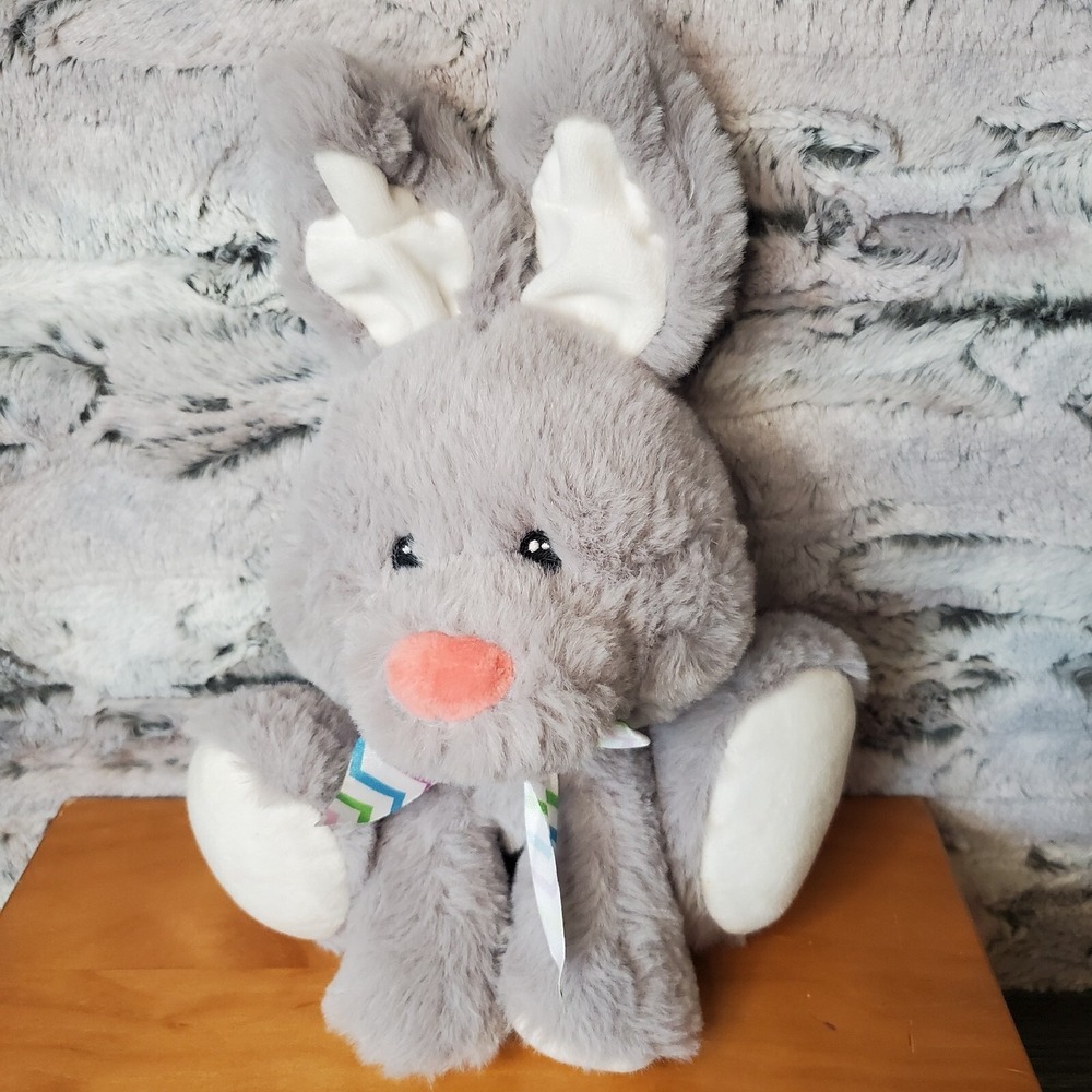 Gray & White 10" Sitting Easter Bunny Rabbit Plush‎ by American Greetings Corp